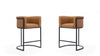 Cosmopolitan Mid-Century Modern Metal Upholstered Counter Stool in Camel - Set of 2 Bar Stool | Tabouret de comptoir moderne du milieu du siecle en metal et tissu, coloris camel, lot de 2