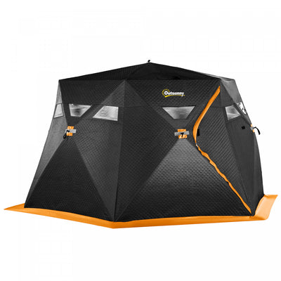 Outsunny 4 Person Insulated Ice Fishing Shelter, Pop-up Portable Ice Fishing Tent With Carry Bag, Tw|Outsunny Abri De Peche Sur Glace Isole Pour 4 Personnes, Tente De Peche Sur Glace Portable Avec Sac