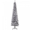Homcom Snow Flocked Pencil Christmas Tree Slim Artificial Christmas Tree|Homcom Arbre De Noel Artificiel Fin Floque De Neige Artificielle 7.5pi