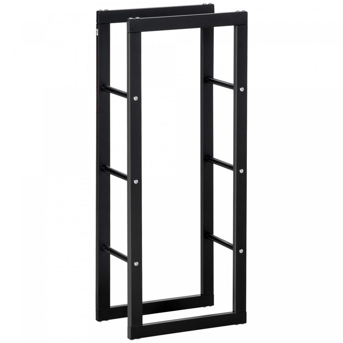 Homcom Support A Bois De Chauffage Avec Poignees Et Capacite De Poids De 220 Lbs, Noir