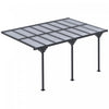 Outsunny Pergola Adossable Rigide Alu. Dim. 171.25\"l X 118\"l Pavillon De Jardin Toit Panneaux De Polycarbonate Inclinaison Reglable Gris