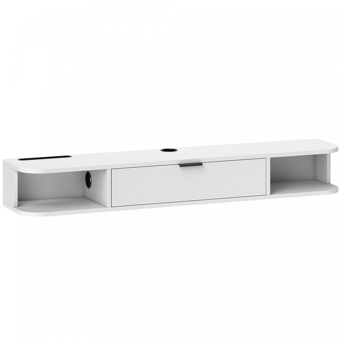 HOMCOM Meuble TV mural flottant 47\", blanc
