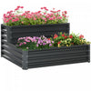 Outsunny 2 Tier Raised Garden Bed, 47" X 40" X 23'' Galvanized Steel Planter Box For Vegetables, Flo|Outsunny Lit De Jardin Sureleve A 2 Etages En Acier Galvanise, Gris Fonce