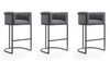 Cosmopolitan Mid-Century Modern Metal Upholstered Barstool in Gray - Set of 3 Bar Stool | Tabouret de bar cosmopolite mi-siecle moderne en metal et tissu gris - Lot de 3