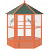Pawhut Bird Cage, 70"h Wooden Parrot Cage, Large Hexagonal Outdoor Aviary With Asphalt Roof, Doors, Brown