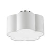 Dainolite Phlox 3 Light Flush Mount Small Polished Chrome White Shade Lamp|Petit plafonnier affleuré Phlox de Dainolite avec abat-jour blanc, fini chromé poli et 3 ampoules