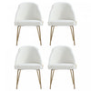 Gracie Modern Vegan Leather Metal Dining Chair in White and Gold - Set of 4 | Chaise de salle a manger moderne Gracie en cuir vegetalien blanc et or avec structure en metal - Lot de 4