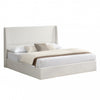 Liam Upholstered Platform Bed with Wingback Headboard,King Size,Beige King Bed | Liam Lit plateforme rembourre avec tete de lit a ailes, taille King, beige