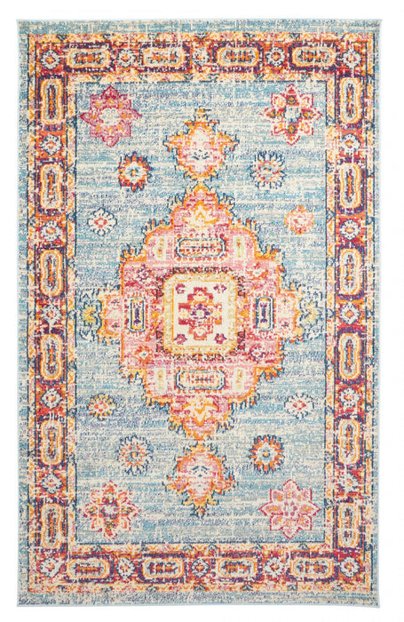 Tapis Traditionnel Lotus 5'0\" x 8'0\" en Bleu