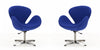 Raspberry Modern Upholstered Swivel Lounge Chair in Blue - Set of 2 Accent Chair | Fauteuil lounge pivotant moderne Raspberry en tissu bleu - Lot de 2