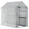 Outsunny 73\" X 47\" X 75\" Serre Sans Rendez-vous Exterieur Portable Plante Fleur Croissance Maison Chaude Jardin Tunnel Abri Avec Porte Enroulable Et 4 Etageres Blanc