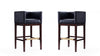 Kingsley Mid-Century Modern Wood Upholstered Barstool in Black - Set of 2 | Tabouret de bar Kingsley style milieu du siecle en bois et tissu noir - Lot de 2
