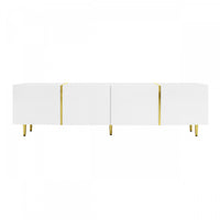 Meuble Tv Moderne Frances Avec 4 Portes, Blanc Laque Brillant