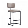 Juno Contemporary Modern Vegan Leather Metal Counter Stool in Taupe | Tabouret de comptoir contemporain moderne Juno en cuir vegetalien et metal, coloris taupe