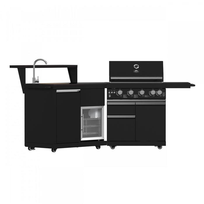 Module barbecue et evier All'Aperto 62 600 BTU avec comptoirs noirs et bar – FODKT2582BLK