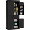 HOMCOM 71" Kitchen Pantry Cabinet with Spice Racks and LED Lights, Black