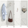HOMCOM 56.9" 4 Panel Room Divider with Pegboard Display for Indoor White