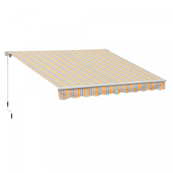 Outsunny 10x8ft Auvent De Terrasse A Manivelle Pare-soleil Terrasse Exterieure Abri Couvert Avec Revetement Pu Cadre En Aluminium Melange De Couleurs