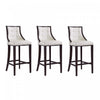 Fifth Avenue Traditional Wood Upholstered Barstool in Pearl White - Set of 3 | Tabouret de bar traditionnel en bois Fifth Avenue avec assise rembourree, blanc perle – Lot de 3