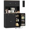 HOMCOM 68" Pantry Cabinet, Kitchen Cupboard with Charging Station, Black