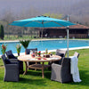 Costway Parasol deporte pour patio de 11 pieds, rotation a 360 degres, inclinaison en aluminium, turquoise