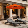Costway Parasol de marche solaire LED de 9 pieds avec reglage d'inclinaison et manivelle, orange