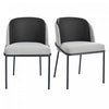 Olivia Set of 2 Modern Dining Chair with Slanted Legs and Adjustable Feet,Black&Gray | Olivia Ensemble de 2 chaises de salle a manger modernes avec pieds inclines et pieds reglables, noir et gris