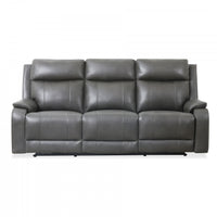  Sofa inclinable electrique Marlow de 84 po en cuir assorti avec USB/USB-C - Charbon