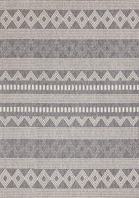 Tapis Jackson gris blanc a motifs en rangees, 6'7