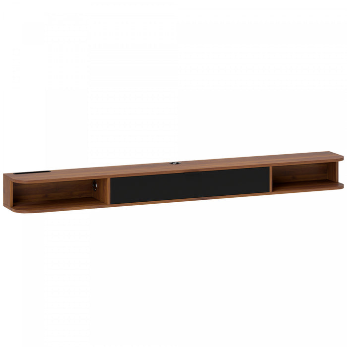 HOMCOM Meuble TV mural flottant 71\", noyer