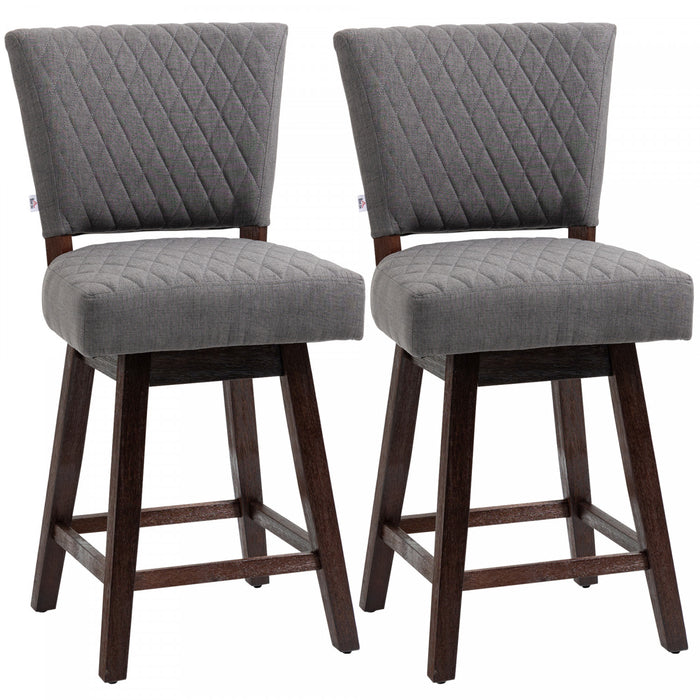 HOMCOM Tabourets de Bar Pivotants 2p avec Pieds Bois et Repose-Pieds