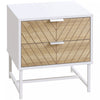 HOMCOM Table de nuit 2 tiroirs et cadre en acier, table d'appoint, blanc