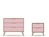Rockefeller Mid-Century Modern 2-Piece Dresser Set in Pink | Ensemble de commodes 2 pieces Rockefeller style milieu du siecle en rose