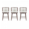 Evalyn Modern Wood Upholstered Counter Stool in White - Set of 3 | Tabouret de comptoir moderne en bois et tissu Evalyn, blanc - Lot de 3