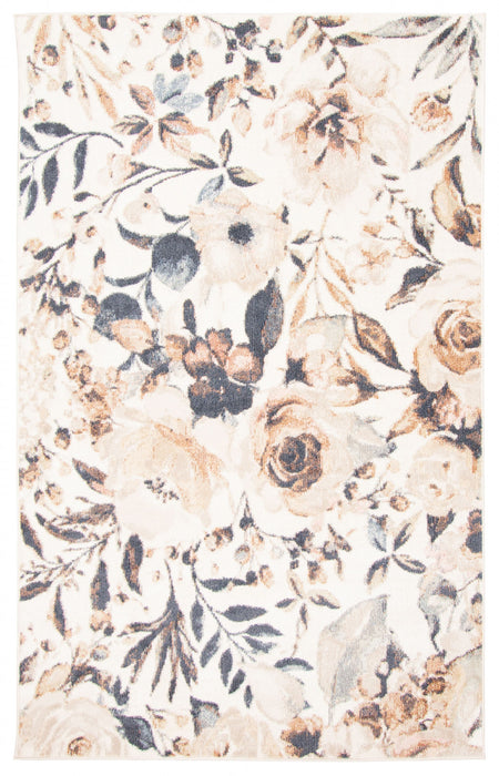 Carpette Rosette ivoire - 5 pi 0 po x 8 pi 0 po  