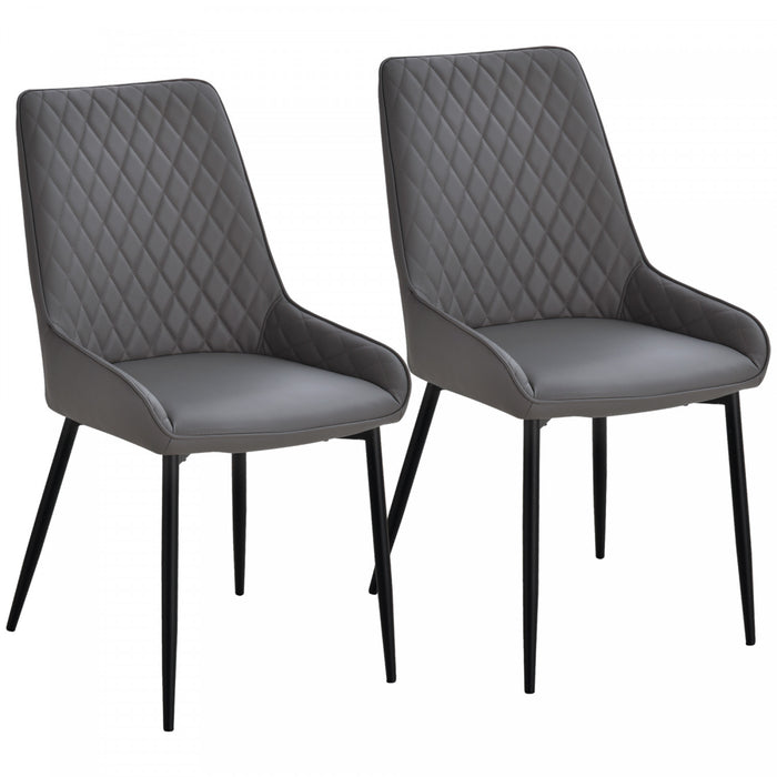 HOMCOM 2 Chaises Salle a Manger Cuir PU Pieds Acier
