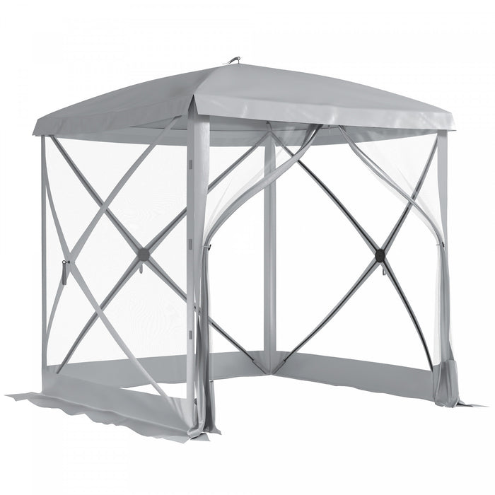 Outsunny Tente De Camping A Ecran Escamotable Installation Instantanee Gris