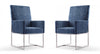 Element Modern Velvet Metal Dining Chair in Blue - Set of 2 | Chaise de salle a manger moderne en velours et metal Element bleu - Lot de 2