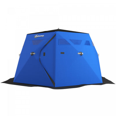 Outsunny 4 Person Ice Fishing Shelter, Pop-up Ice Fishing Tent, Blue