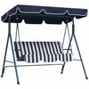 Outsunny 3-seat Patio Swing Chair With Adjustable Canopy Blue And White|Outsunny Balancoire De Patio A 3 Places Avec Auvent Reglable, Bleu Et Blanc