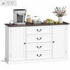 HOMCOM 58" Sideboard Buffet Cabinet with Charging Station White Wood Grain