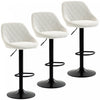 HOMCOM Lot de 3 tabourets de bar reglables en tissu aspect lin, blanc casse