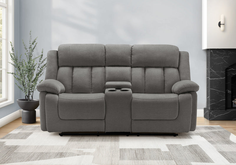 MONARCH SPECIALTIES CAUSEUSE REMBOURRE 2 PLACES INCLINABLE ELECTRIQUE, 76\"L, TISSU GRIS CLAIR, TRANSITIONNEL