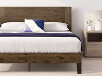 Tonja lit plateforme en bois avec tête de lit brun - Double