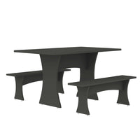 Ensemble de salle a manger Coney style milieu du siecle, 3 pieces, gris charbon