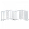 Pawhut Foldable Dog Gate With Door, 4 Panels Freestanding Pet Gate With Support Feet Indoor Playpen |Pawhut Porte Pour Chien Pliable Avec Porte, 3 Panneaux Porte Pour Animaux De Compagnie Autoportante
