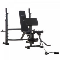 Soozier Banc De Musculation Fitness Entrainement Complet Avec Support D'halteres Repose Barre Curl D