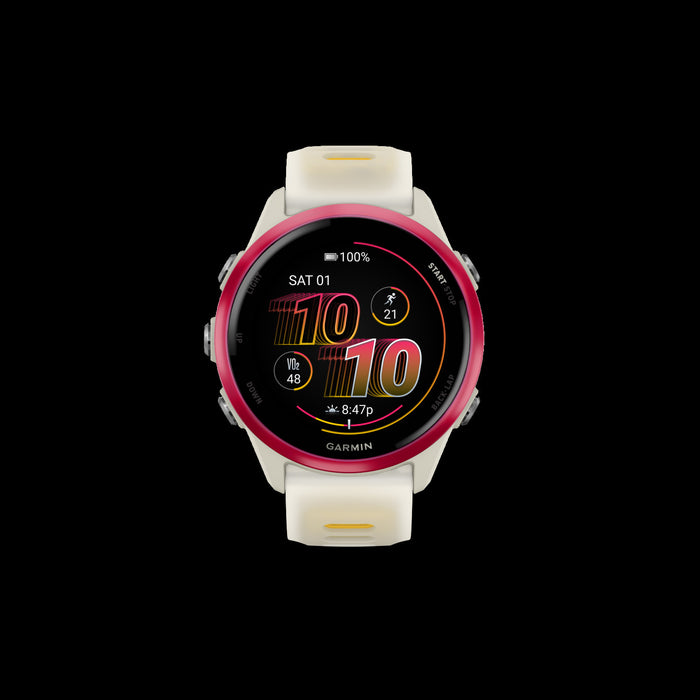 Garmin Forerunner 570 Smartwatch 42mm, Amoled, Raspberry Aluminum, Bone/mango, Gps Fitness Tracker, Running, 10-day Battery