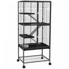 Pawhut Small Animal Cage With Wheels, Pet Playpen For Rat, Kitten, Ferrets, Chinchillas With Bottom |Pawhut Cage A Furet Roulant 53,5 Po De Hauteur Pour Petits Animaux, Cage A 4 Niveaux Pour Chinchilla