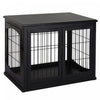 Pawhut 32" Wooden Dog Crate Furniture Dog Cage, Modern Side Table Pet Kennel With Double Lockable Do|Pawhut Cage A Chien Decorative De 26" En Bois Avec Double Porte D'entree Et Design Simple Et Moderne
